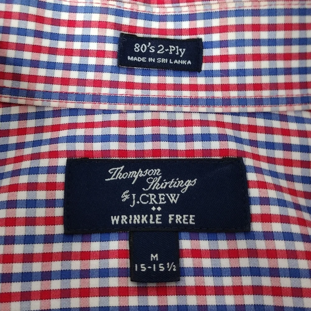 J. Crew 80's 2-Ply Wrinkle Free Checkered Casual Button Down Shirt Sz M
